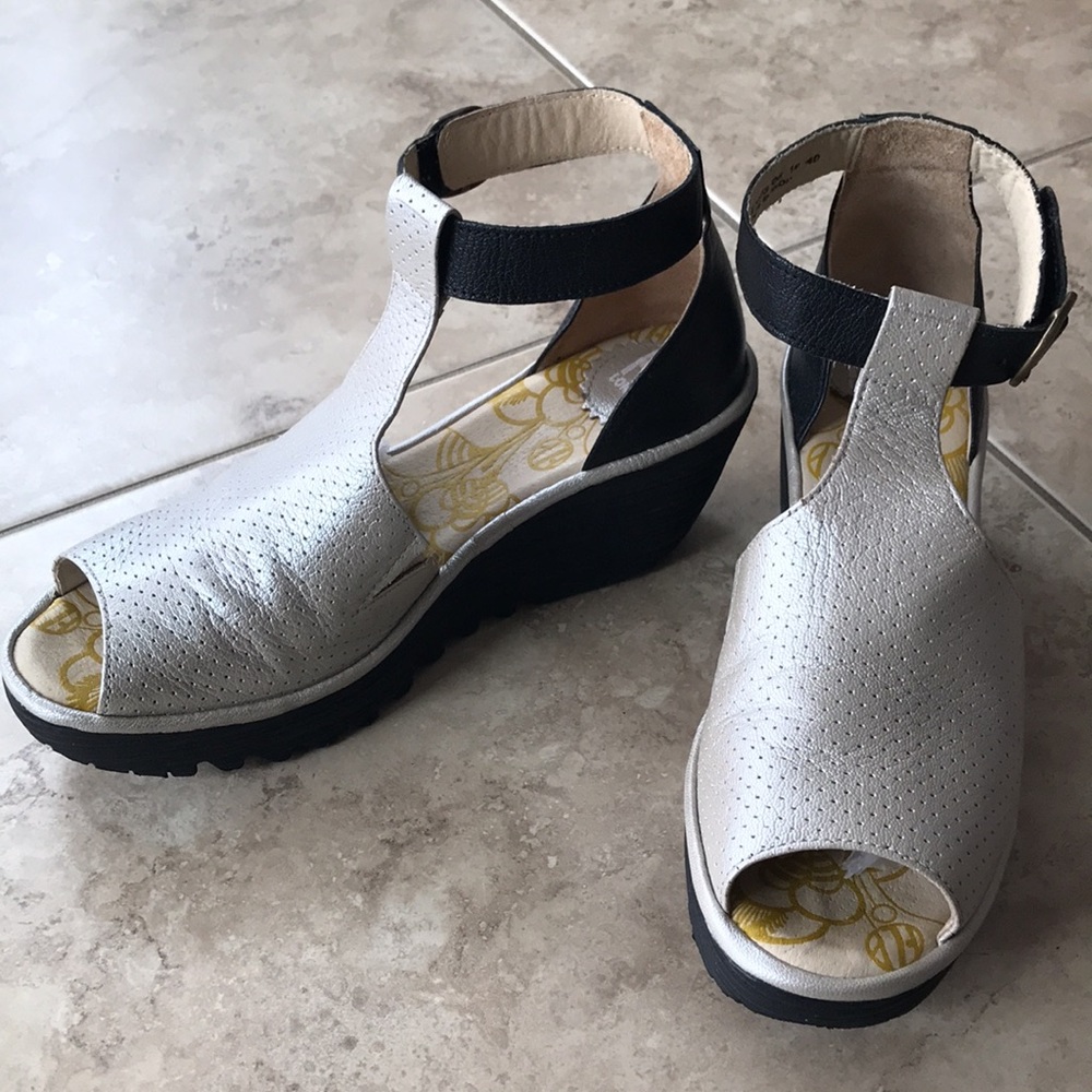 Fly London Peeptoe Wedge Size EU 40 US 9 - 9.5